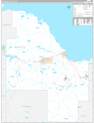 Marquette County, MI Wall Map Premium Style 2024