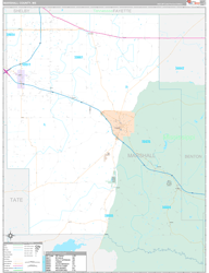 Marshall County, MS Wall Map Premium Style 2024