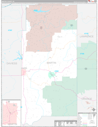Martin County, IN Wall Map Premium Style 2024