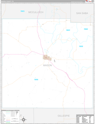 Mason County, TX Wall Map Premium Style 2024