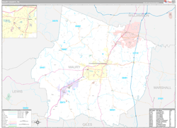 Maury County, TN Wall Map Premium Style 2024
