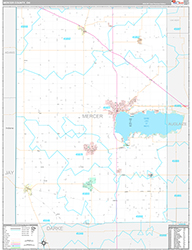 Mercer County Wall Map Premium Style 2026