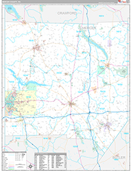 Mercer County Wall Map Premium Style 2026