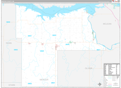 Mercer County, ND Wall Map Premium Style 2023
