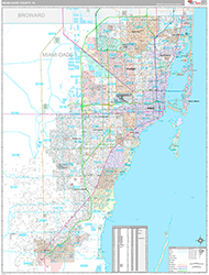 Miami-Dade County Wall Map Premium Style 2026