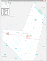 Moniteau County, MO Wall Map Premium Style 2024