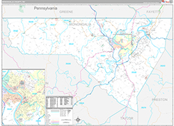 Monongalia County Wall Map Premium Style 2026