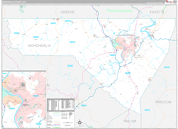 Monongalia County, WV Wall Map Premium Style 2024