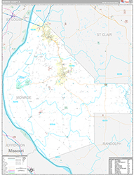 Monroe County Wall Map Premium Style 2026