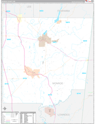 Monroe County, MS Wall Map Premium Style 2024
