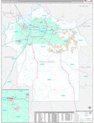 Montgomery County, AL Wall Map Premium Style 2024