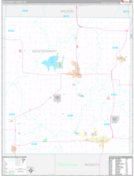 Montgomery County, KS Wall Map Premium Style 2024