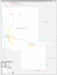 Montgomery County, MS Wall Map Premium Style 2024
