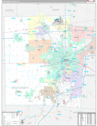 Montgomery County, OH Wall Map Premium Style 2024