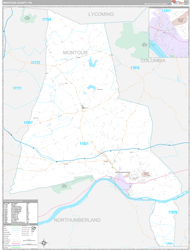 Montour County, PA Wall Map Premium Style 2024