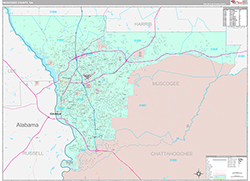Muscogee County Wall Map Premium Style 2026