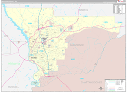 Muscogee County, GA Wall Map Premium Style 2024