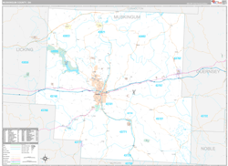 Muskingum County, OH Wall Map Premium Style 2024