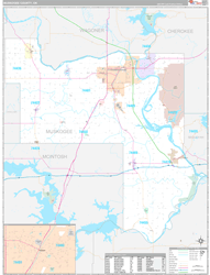 Muskogee County, OK Wall Map Premium Style 2024