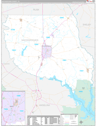 Nacogdoches County, TX Wall Map Premium Style 2024