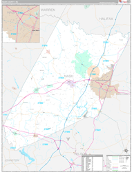 Nash County, NC Wall Map Premium Style 2024