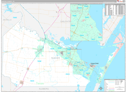 Nueces County, TX Wall Map Premium Style 2024