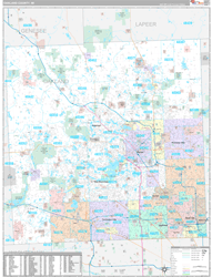Oakland County, MI Wall Map Premium Style 2024