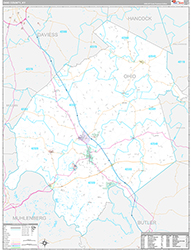 Ohio County Wall Map Premium Style 2026