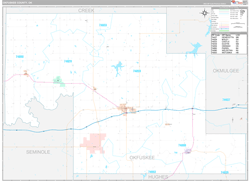 Okfuskee County, OK Wall Map Premium Style 2024