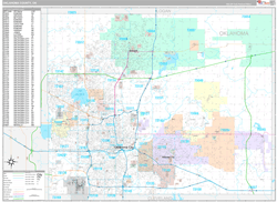 Oklahoma County, OK Wall Map Premium Style 2024