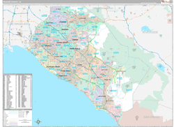 Orange County, CA Wall Map Premium Style 2024