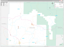 Oregon County, MO Wall Map Premium Style 2024