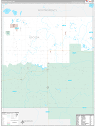 Oscoda County, MI Wall Map Premium Style 2024