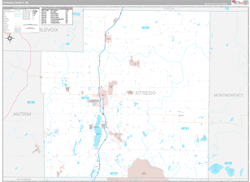 Otsego County, MI Wall Map Premium Style 2024