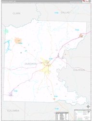 Ouachita County, AR Wall Map Premium Style 2024