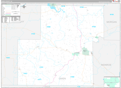 Owen County, IN Wall Map Premium Style 2024
