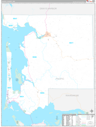 Pacific County, WA Wall Map Premium Style 2024