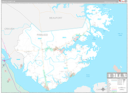 Pamlico County, NC Wall Map Premium Style 2026