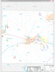 Parker County, TX Wall Map Premium Style 2024