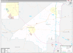 Peach County, GA Wall Map Premium Style 2024