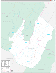 Pendleton County, WV Wall Map Premium Style 2024