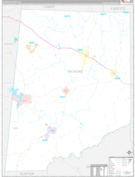 Pickens County, AL Wall Map Premium Style 2024
