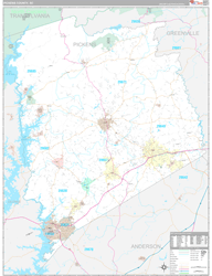 Pickens County, SC Wall Map Premium Style 2024