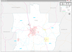 Pike County, AL Wall Map Premium Style 2024