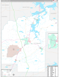 Pittsburg County, OK Wall Map Premium Style 2024