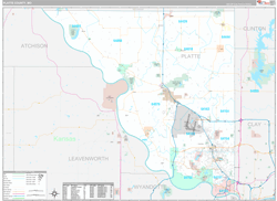 Platte County, MO Wall Map Premium Style 2024