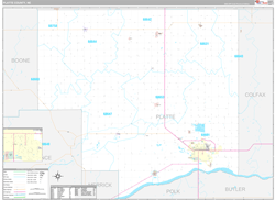 Platte County, NE Wall Map Premium Style 2023