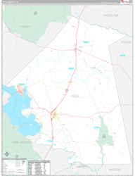 Polk County, TX Wall Map Premium Style 2024