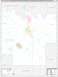 Pontotoc County, OK Wall Map Premium Style 2024