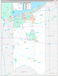 Porter County, IN Wall Map Premium Style 2024